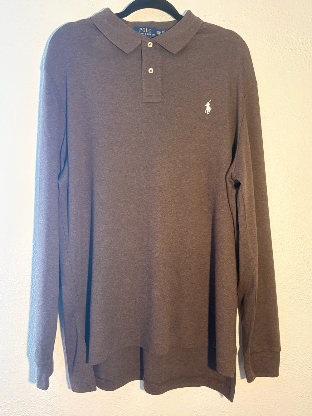 Polo Ralph Lauren Men's XXL Brown Long Sleeve Pullover Polo Shirt